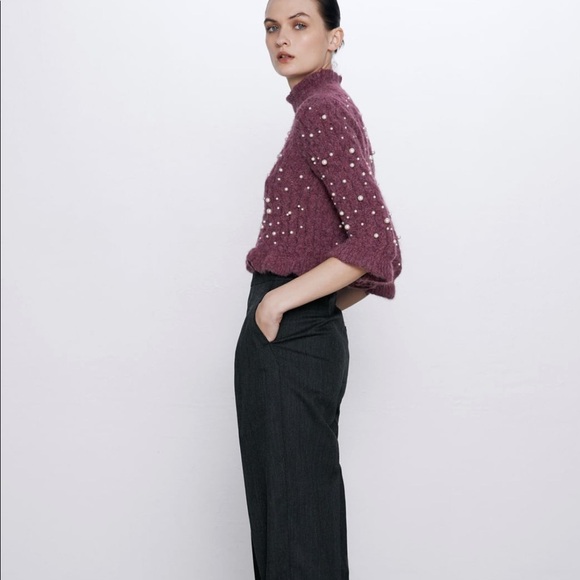 ZARA BNWT Alpaca Blend Pearl Sweater - Picture 5 of 9